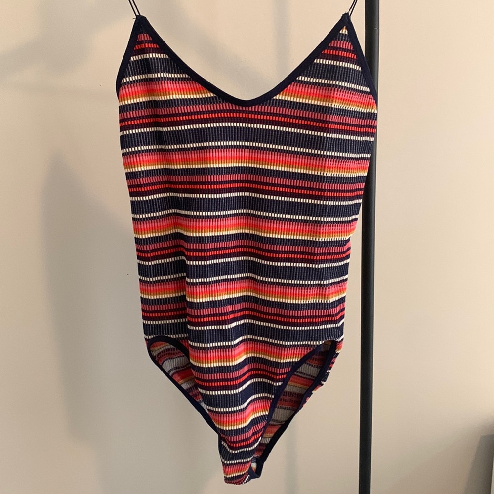 Multi-colored striped Urban Outfitters body suit